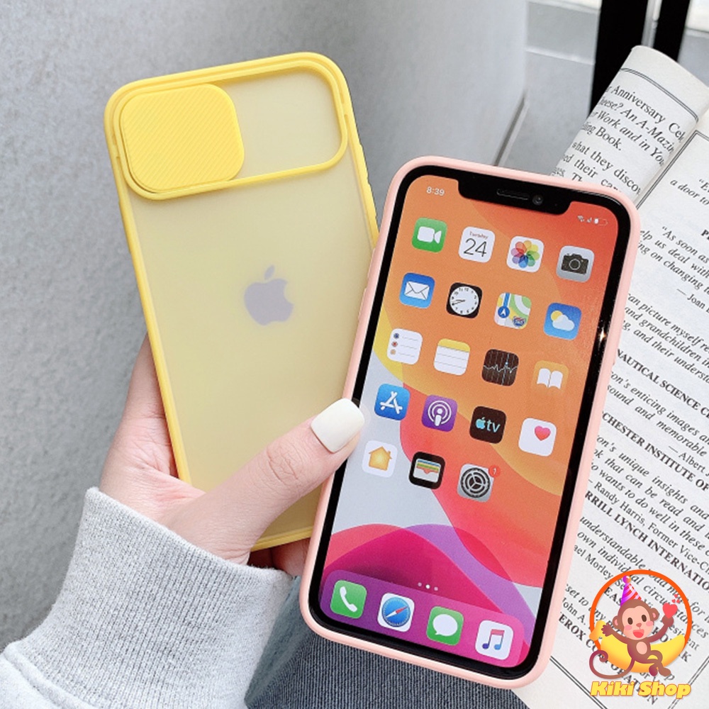 Ốp điện thoại TPU mềm trong suốt có nắp trượt bảo vệ camera đơn giản cho iPhone 11 Pro Max X Xs Max XR 8 7 Plus 2020