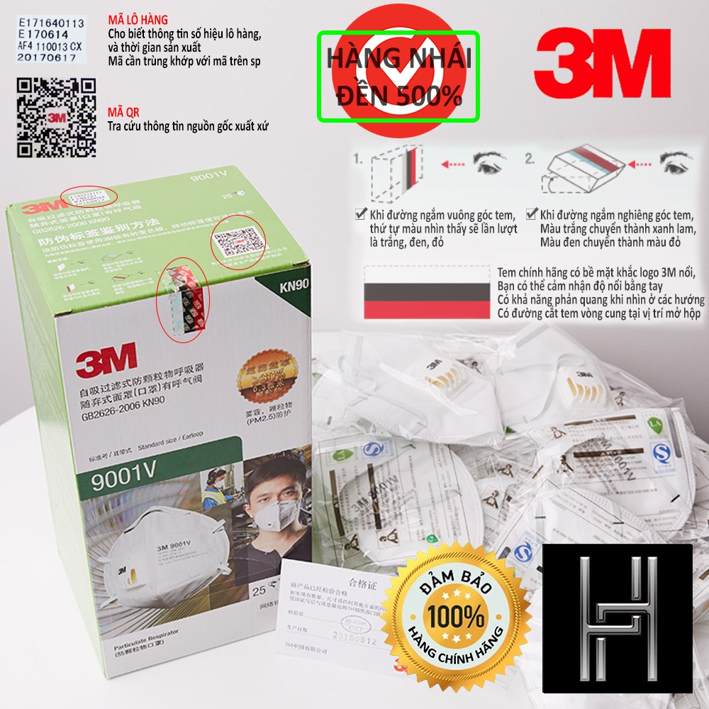 [CHÍNH HÃNG] 5 Khẩu trang 3M 9501V - có đệm mút