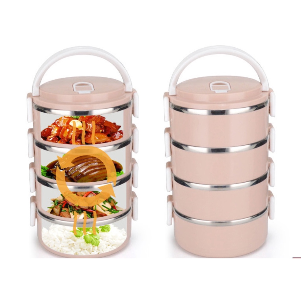 Hộp Đựng Cơm Văn Phòng Lúa Mạch 4 Tầng Lõi Inox Giữ Nhiệt Siêu Tiện Lợi  - Cặp Lồng Cà Mên Chất Liệu Lúa Mạch Cao Cấp
