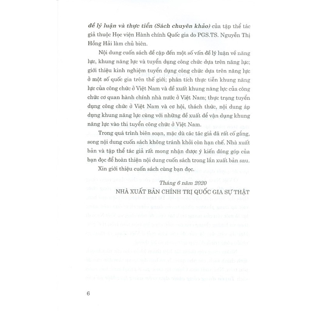 Sách - Tuyển Dụng Công Chức Dựa Trên Năng Lực – Một Số Vấn Đề Lý Luận Và Thực Tiễn (Sách Chuyên Khảo) | BigBuy360 - bigbuy360.vn