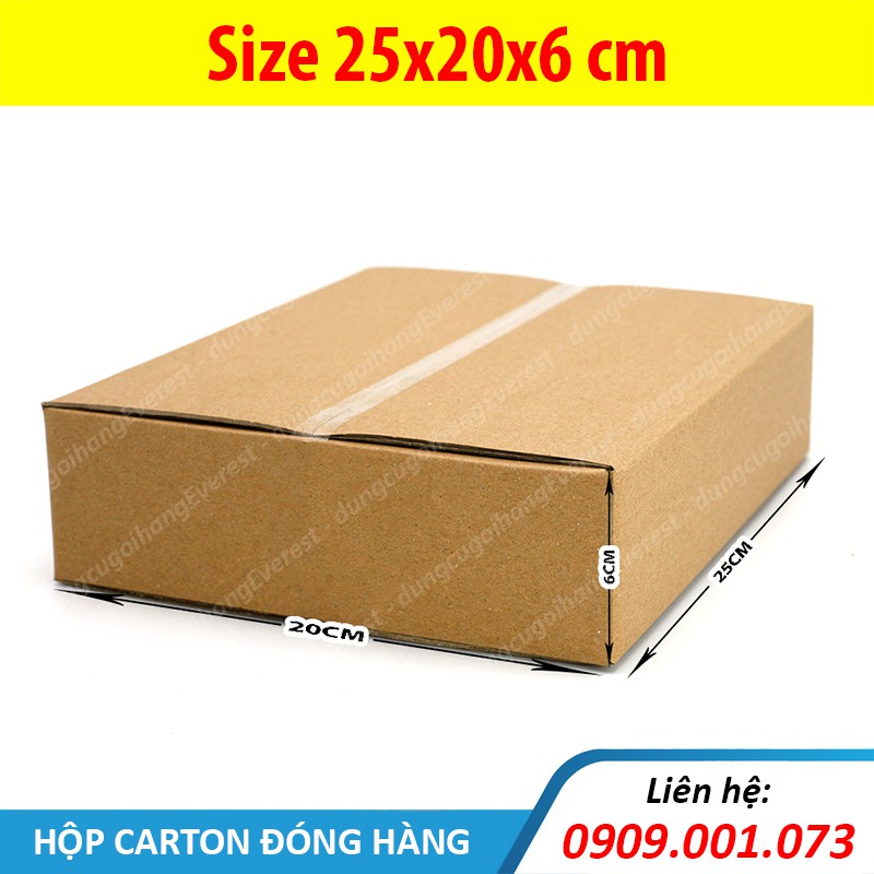 Hộp giấy P63 size 25x20x6 cm, thùng carton gói hàng Everest