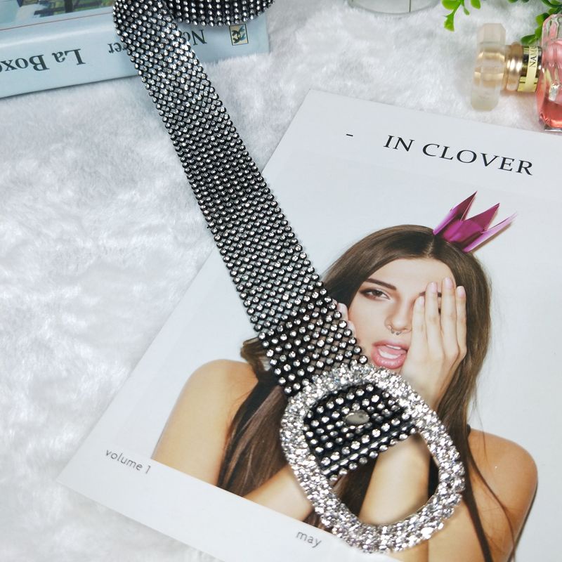 Thắt Lưng Đính Đá Kim Cương Lấp Lánh Đa Năng Thời Trang Kèm Chân Váy Jean Cho Nữ