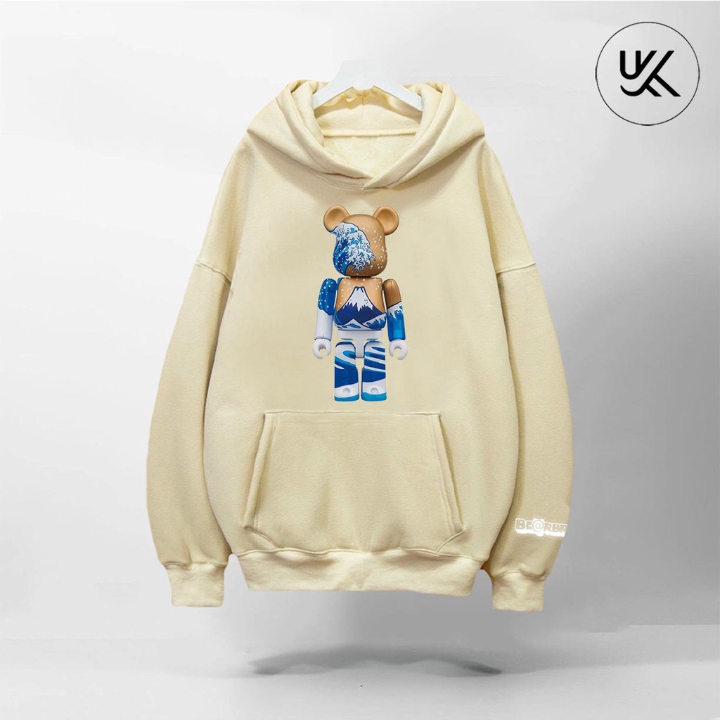 Áo Nỉ HOODIE BEARBRICK (tay áo in Phản Quang Bạc), Form Dáng Rộng, áo nỉ bông hoodie unisex nam nữ. kkimshop
