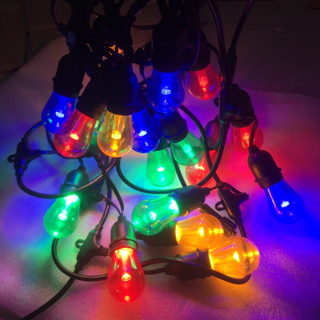 Bóng trang trí edison S14 nhiều màu, bóng búp chanh 3w nhiều màu