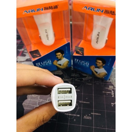 Sạc nhanh điện thoại trên ô tô ARUN chính hãng, tẩu sạc xe hơi 2 cổng USB