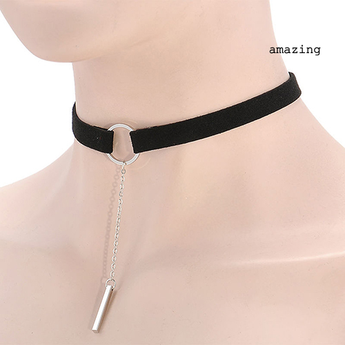 Vòng Đeo Cổ Choker Dây Nhung Đính Nhẫn Tròn