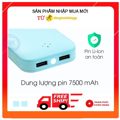 Pin sạc dự phòng 7500mAh AVA LJ JP197 - Hàng nhập mua từ TGDD Sạc Dự Phòng AVA 7500mAh