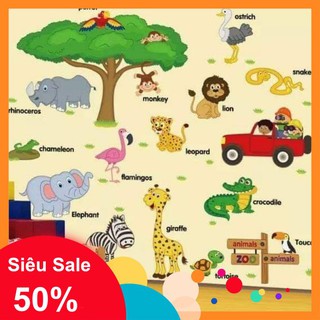 Tranh dán tường 3D Hình Sở Thú Siêu Cute
