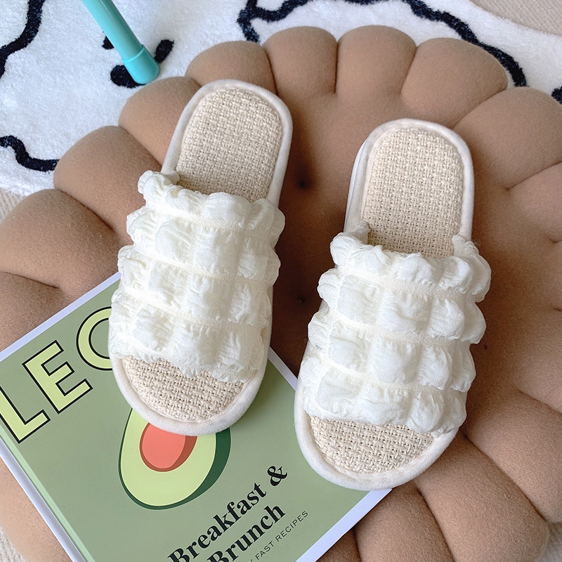 Dép cotton lanh RENBEN đế mềm đi trong nhà cho nữ