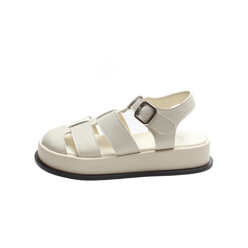 Dép sandal nữ mũi tròn đan rọ, đế cao quai dán phong cách chiến binh ulzzang Hàn Quốc