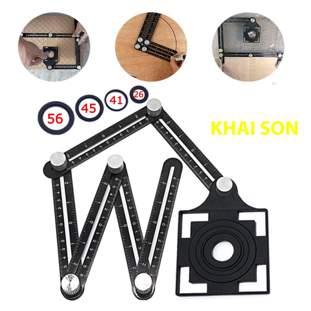 Thước đo góc đa năng định vị khoan lỗ, cữ khoan khoét lỗ gạch men 6 đoạn Loại đẹp