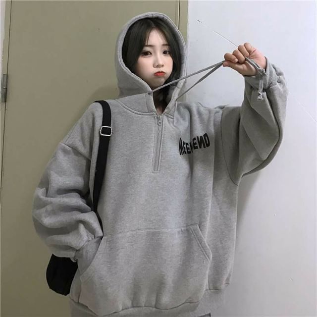 (Order) Áo hoodie nữ, áo nỉ, ulzzang style, sẵn màu đen | BigBuy360 - bigbuy360.vn