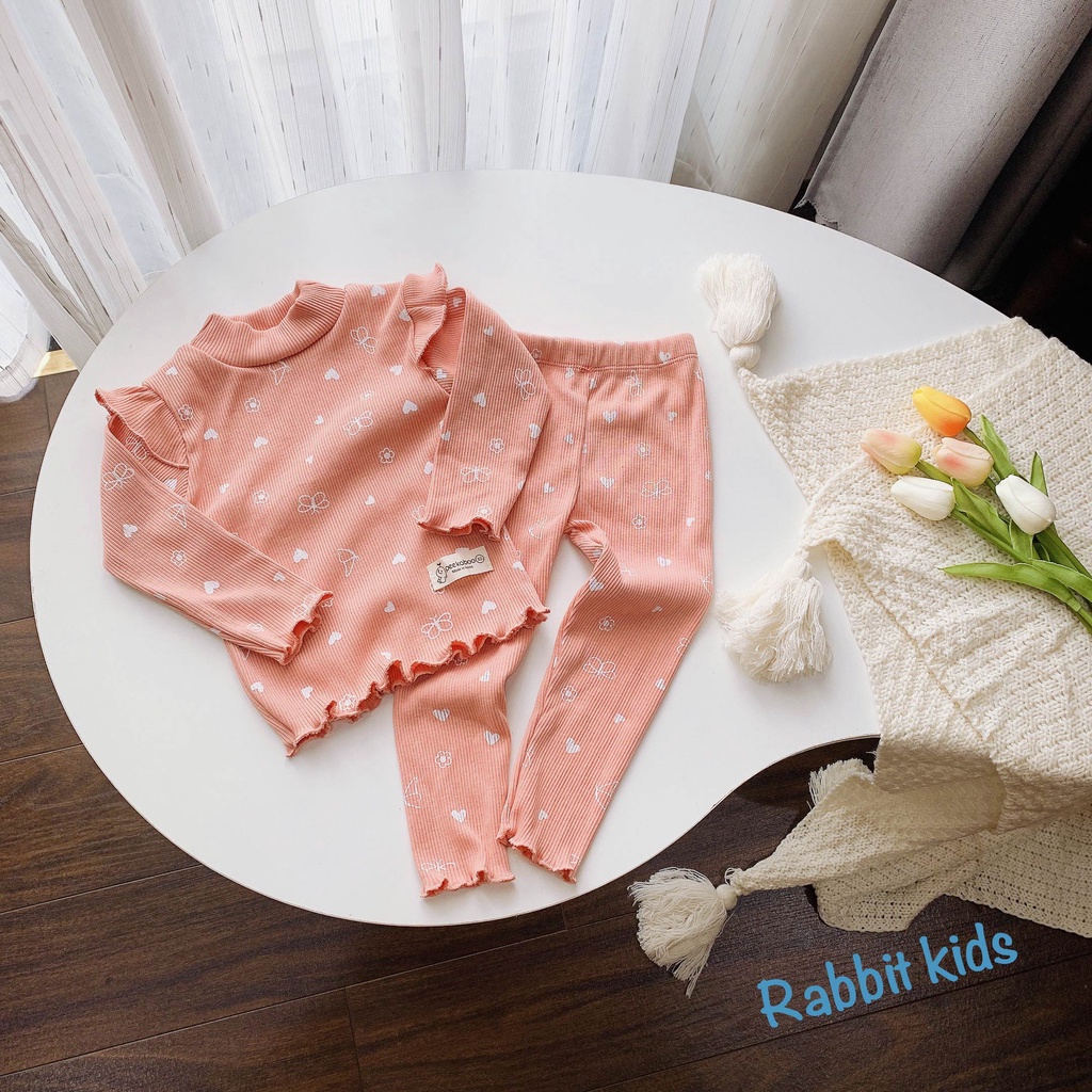 Đồ Bộ Dài Tay Cho Bé Gái 1-5Tuổi💝FREESHIP💝Rabbit Kids-Quần Áo Thu Đông Cánh Tiên Dễ Thương Trẻ Em Chất Tăm Nhung Mềm Mại