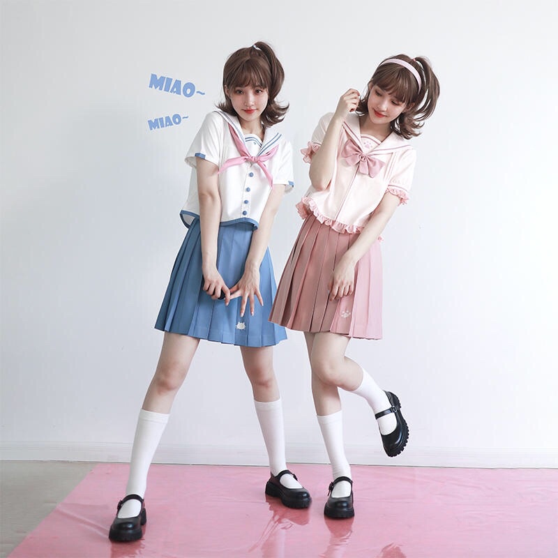 YAS0457-Set áo váy học sinh thủy thủ Meow