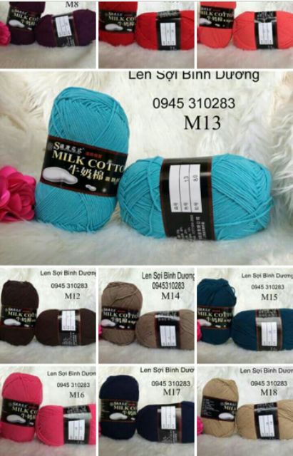 Len Cotton Milk 125g  Đan Móc Khăn, Áo, Nón, Thú Bông