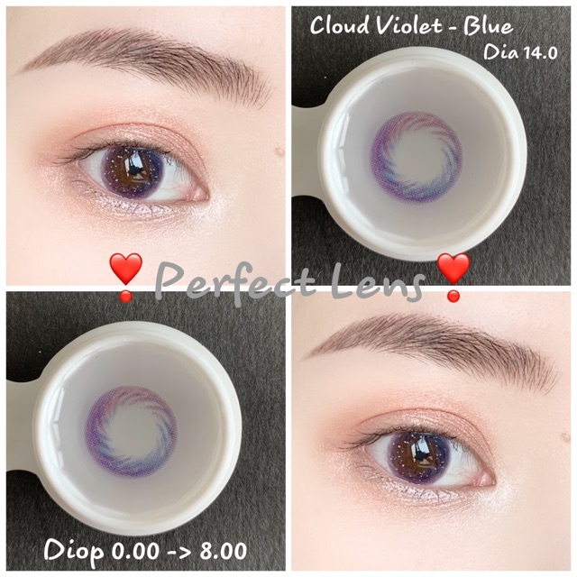 (Giá 1 Đôi) 14.0 (Diop 0.00) Lens Cloud Violet - Blue / Kính Áp Tròng