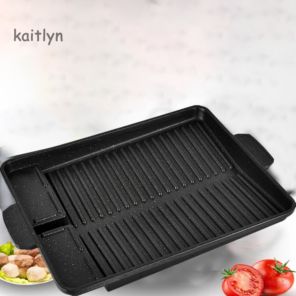 Chảo Kim Loại Chống Dính Hình Chữ Nhật Nướng BBQ Tiện Dụng