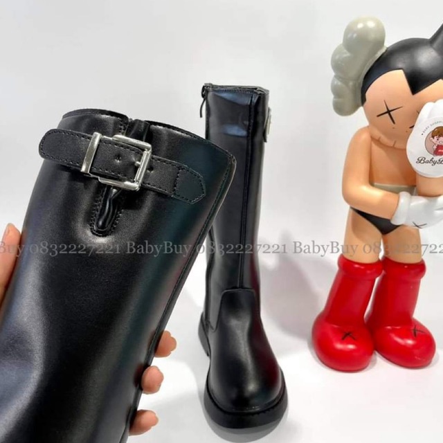 GIÀY BỐT CAO CỔ CHO BÉ GÁI , BỐT CHO BÉ CHẤT DA MÀU ĐEN PHỐI KHOÁ GÀI (BOOT KHOÁ BÊN HÔNG)