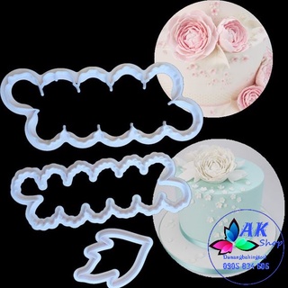 Bộ 3 khuôn cutter hoa hồng răng cưa + lá