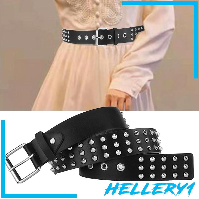 [Hellery1] Thắt Lưng Da PU Khóa Cài Có Thể Điều Chỉnh Phong Cách Punk Dành Cho Nam