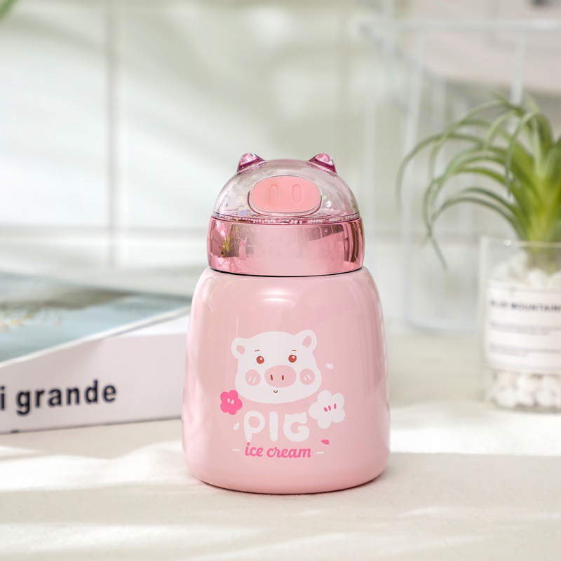 Bình giữ nhiệt con heo dễ thương cute, độc đáo 350ml