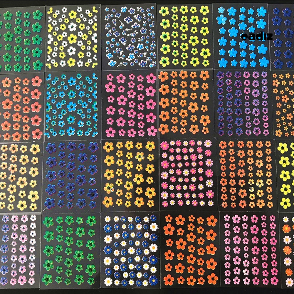 Bộ 30 Miếng Dán Trang Trí Móng Tay Hình Hoa 3D DIY