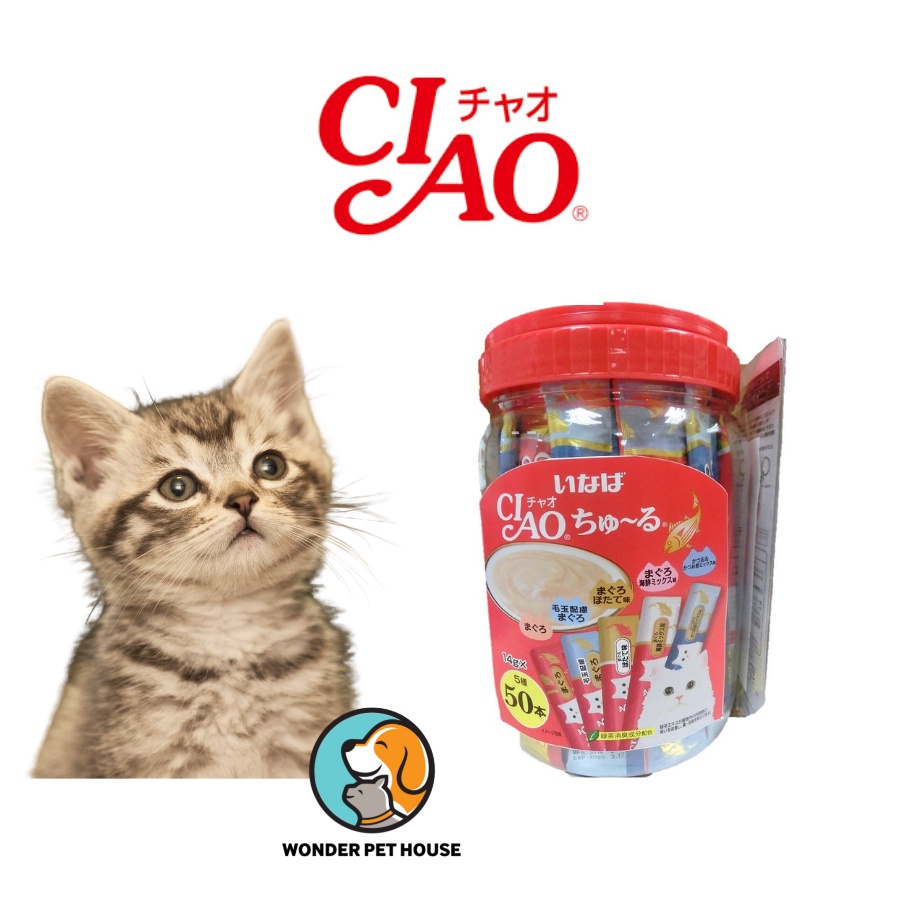 Súp thưởng Ciao Churu hàng Thái cho mèo hũ 50 thanh có mix vị thơm ngon bổ dưỡng