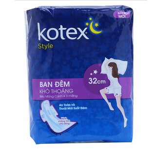 Băng vệ sinh Kotex Style LST siêu mỏng cánh ban đêm 32cm x 3 miếng