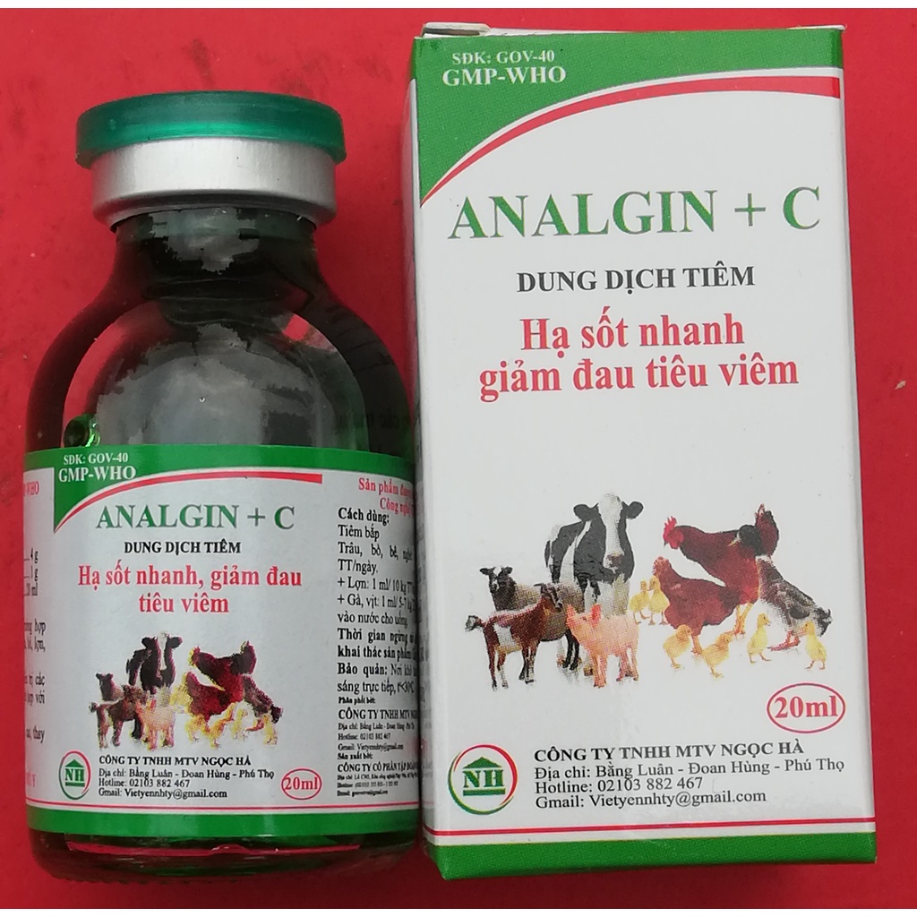 1 lọ A Na Gin + C 20ml Dùng tốt cho gia súc, gia cầm, chó, mèo, lợn, trâu, bò, ngựa, dê, cừu