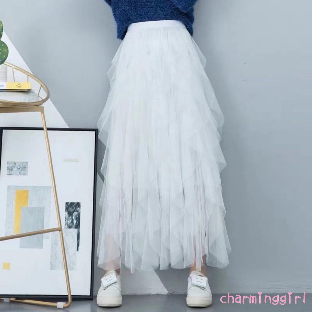 Chân váy lưới ngắn nhiều lớp màu sắc thời trang mùa hè quyến rũ cho nữ