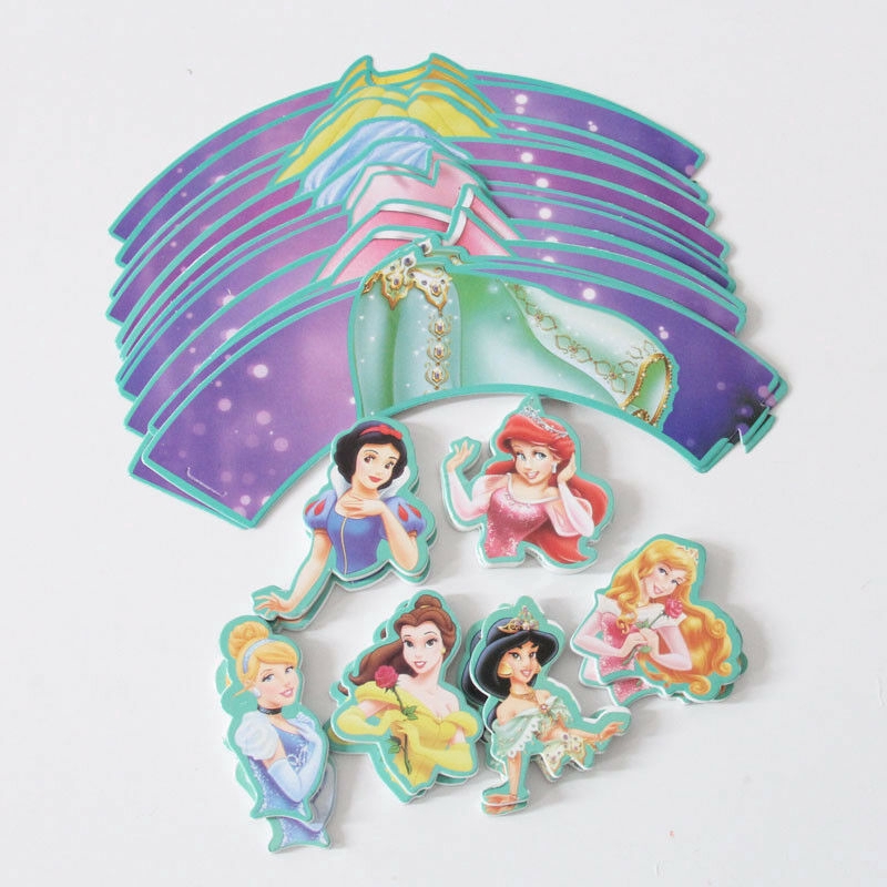 Bộ 48 cốc giấy bọc và que cắm bánh cupcake hình công chúa xinh đẹp