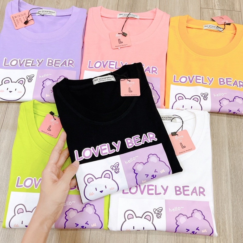 Áo Thun PHÔNG NAM NỮ UNISEX in GẤU LOVELY BEAR CUTE DỄ THƯƠNG - Hình chụp thật