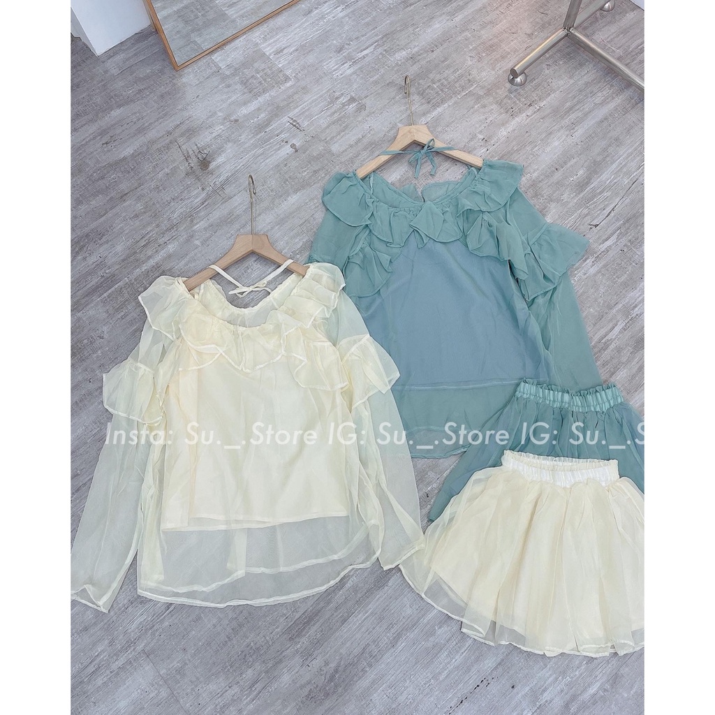 Set áo voan bèo xuyên thấu kèm chân váy S337 SUSTORE