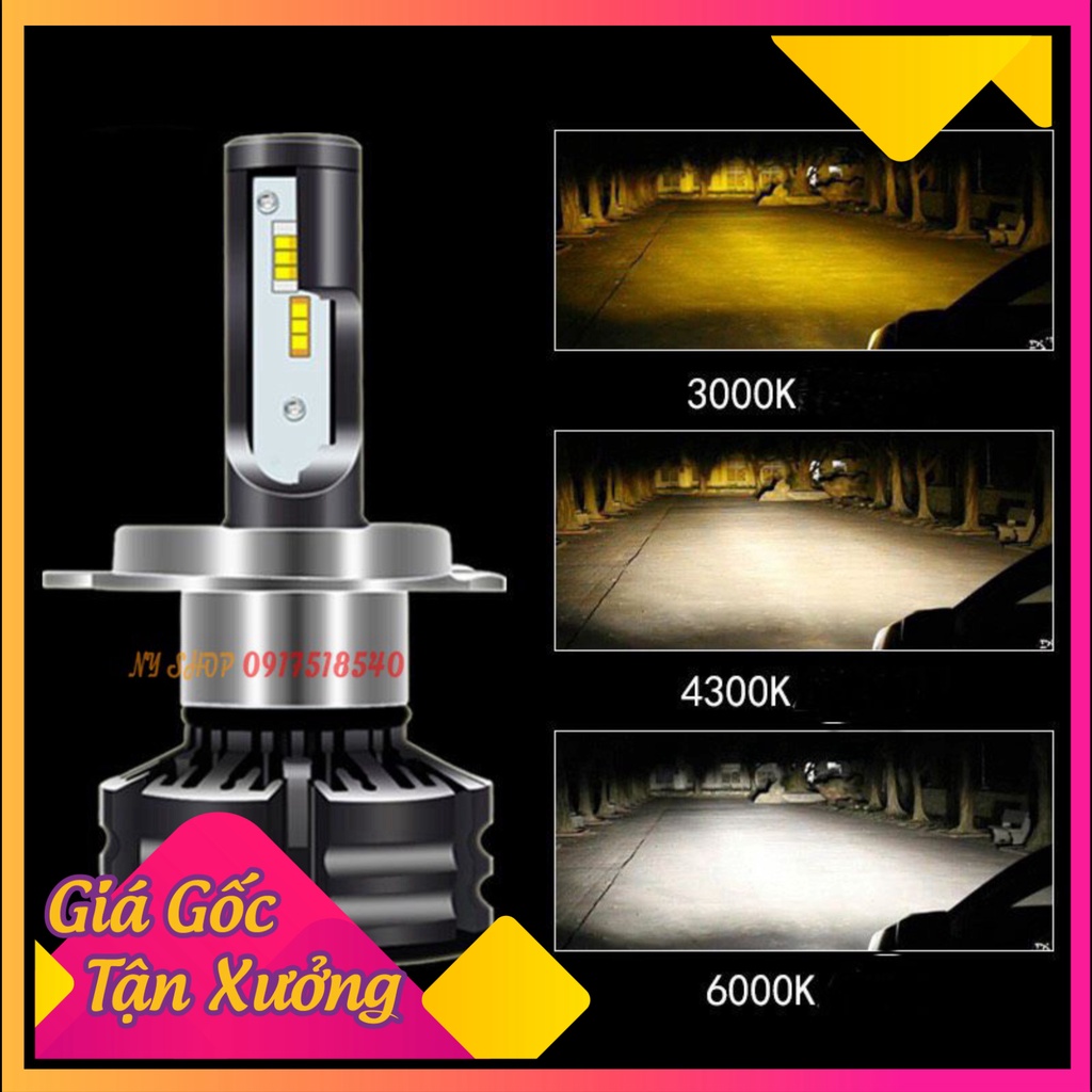 ĐÈN LED T6 ĐỔI 3 CHẾ ĐỘ SÁNG (VÀNG , ÁM VÀNG, TRẮNG ) CHÂN H4 GẮN OTO - XE MÁY (GIÁ 1 CHIẾC)  (Ảnh Sp thật)