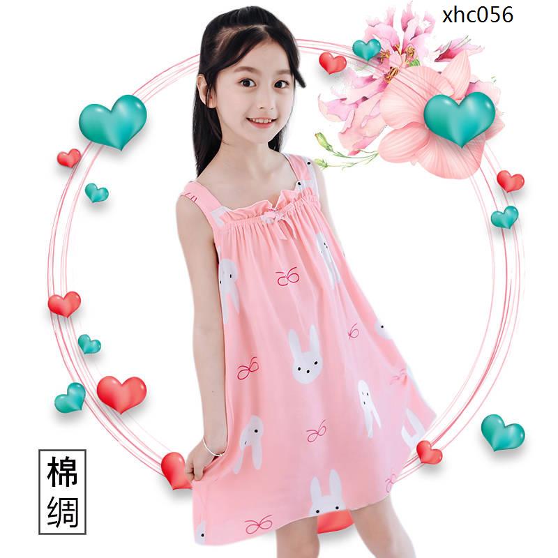 Váy ngủ công chúa bằng cotton lụa mỏng đáng yêu xinh xắn cho trẻ em gái