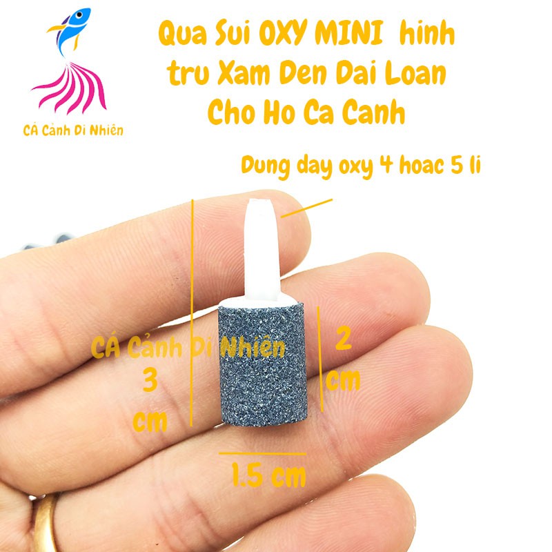 Cục sủi oxy MINI hình TRỤ XÁM ĐEN Đài Loan - Đá sủi mịn cho hồ cá cảnh