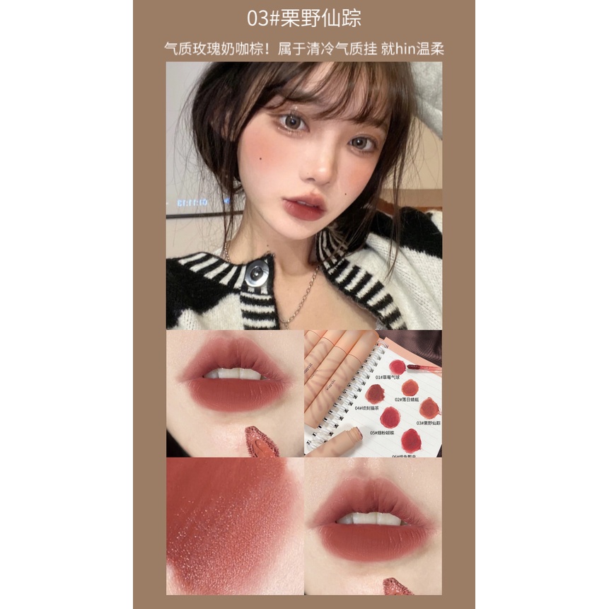 Son Môi DOUREN Velvet Tông Màu Đỏ Nâu Trung Hoa Lâu Trôi Chống Thấm Nước