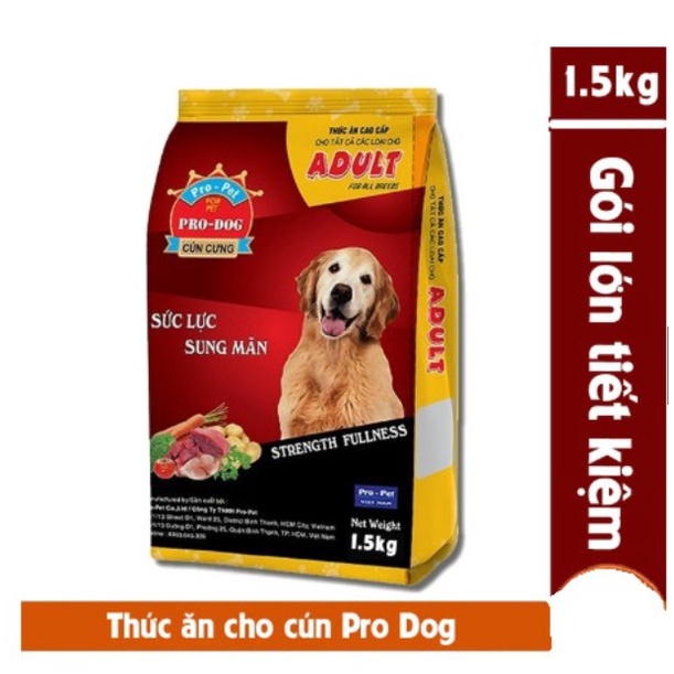 &lt;HẠT CHO CHÓ&gt; Thức Ăn Cho Chó Pro-Dog Adult Dạng hạt Túi 1,5kg