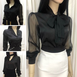 Áo Sơ Mi Đen Nữ 💖10 kiểu💖 Áo nữ màu đen công sở dài tay