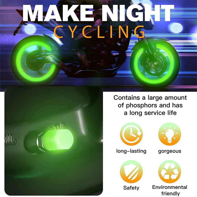 Bộ 2 / 4 Nắp Van Bánh Xe Phát Sáng Chống Nước / Bụi Bẩn Thông Dụng