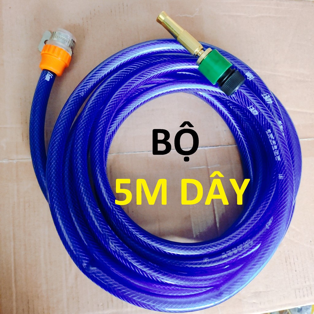 Đầu vòi xịt tăng áp mini, 5m dây phun nước rửa xe, tưới cây tăng áp đa năng