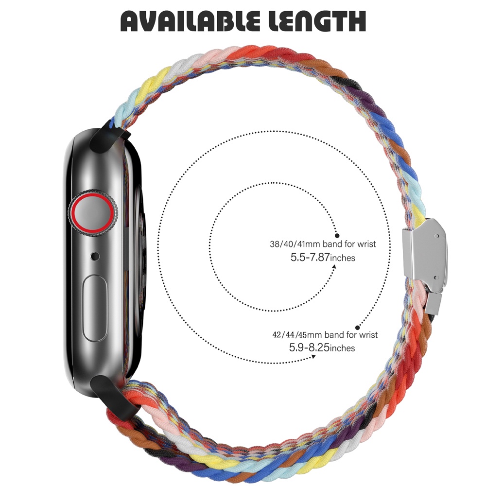Ốp Dây Đeo Đồng Hồ Dạng Bện Bằng nylon Co Giãn Cho Apple Watch 44 40mm 45mm 41mm 42mm 38mm iwatch serie 3 4 5 6 se 7