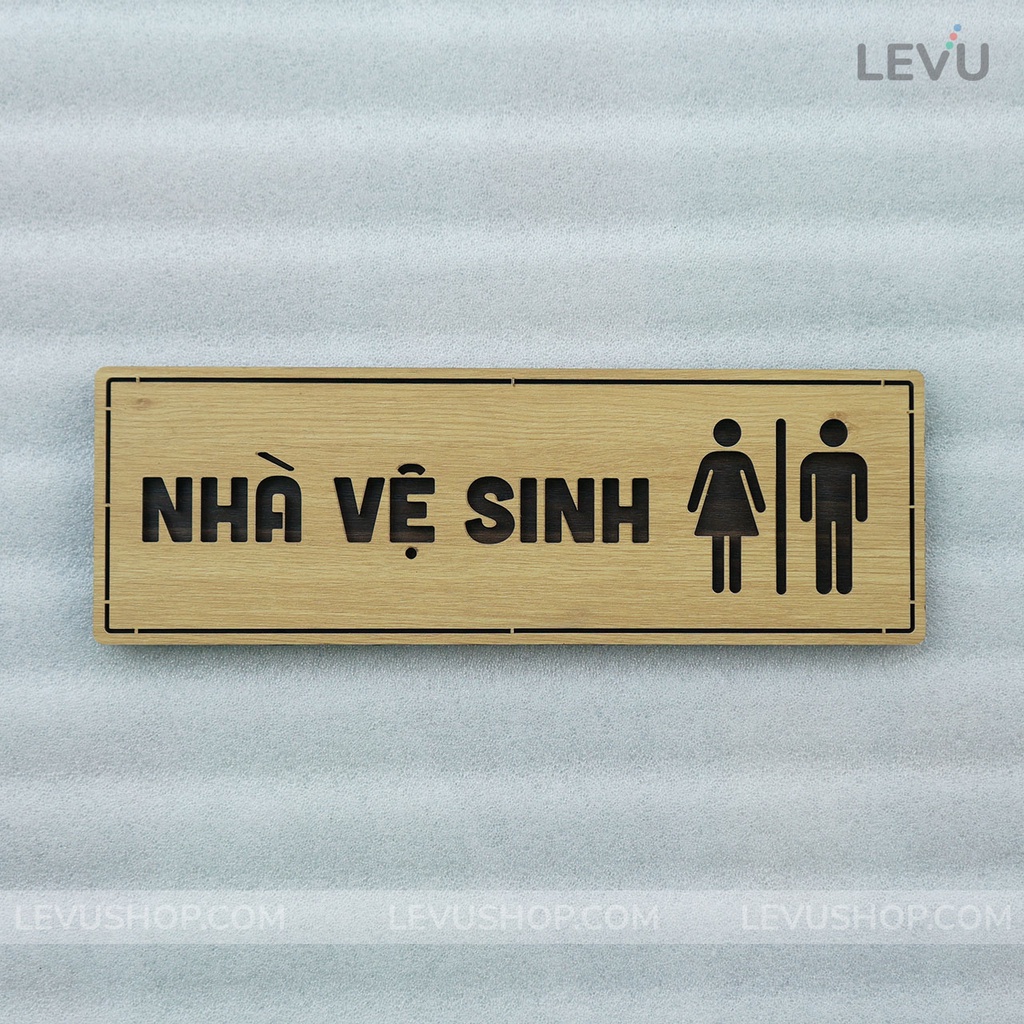 10 Mẫu bảng WC Toilet bằng Gỗ cao cấp LEVU-TL29 dán cửa nhà vệ sinh có sẵn keo