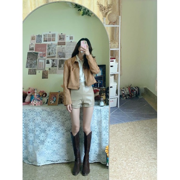 Áo khoác Suede Leather dáng ngắn