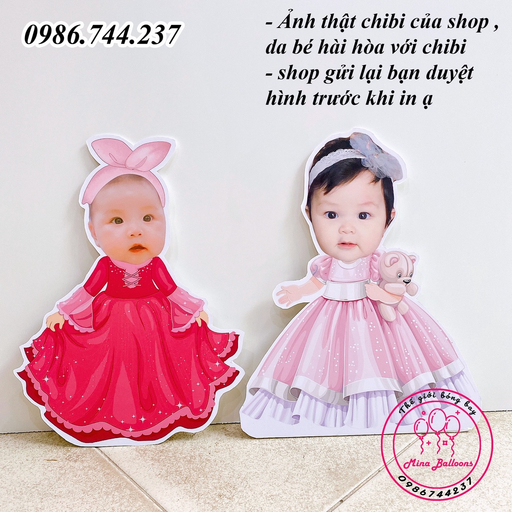 Chibi sinh nhật cao 25cm cho bé gái, thiết kế hình Chibi sinh nhật