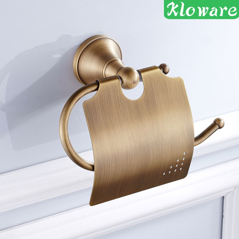 1 Giá Đỡ Cuộn Giấy Vệ Sinh Gắn Tường Bằng Đồng Thau Phong Cách Cổ Điển