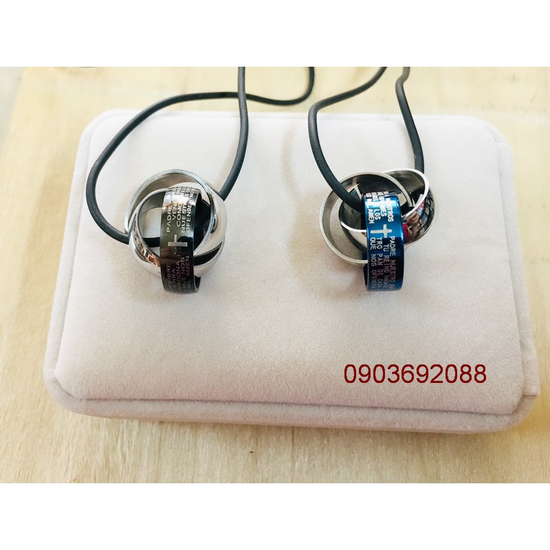 Dây chuyền inox 3 nhẫn lồng vào nhau thánh giá
