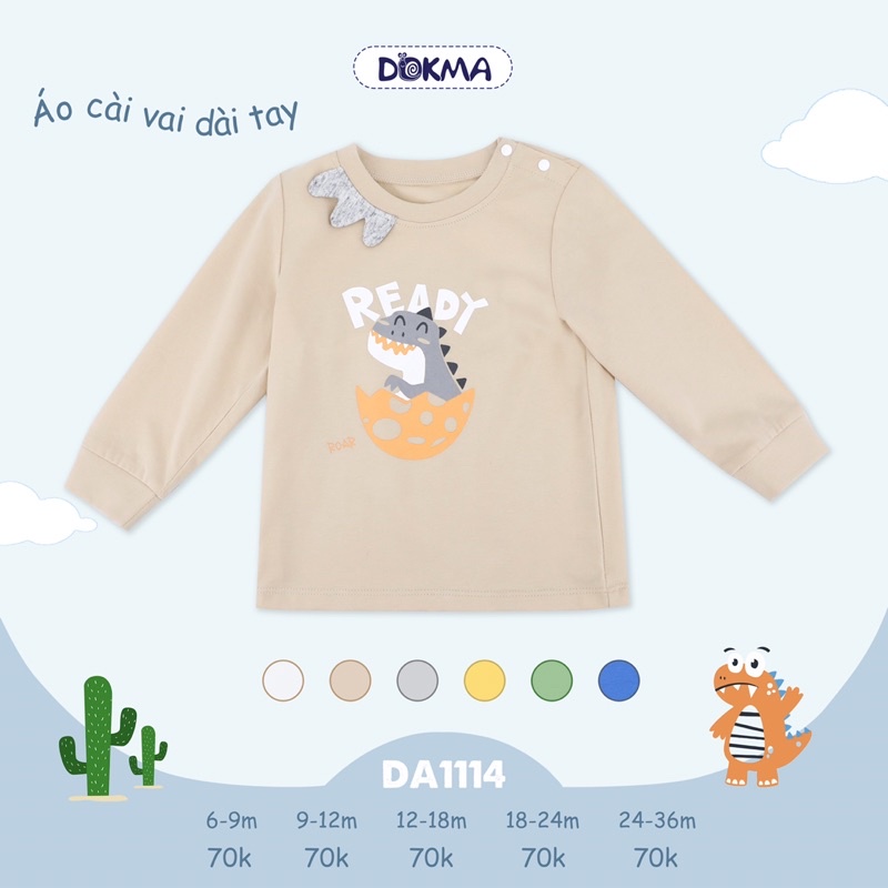 Áo cài vai dài tay Dokma từ 6 đến 36 tháng