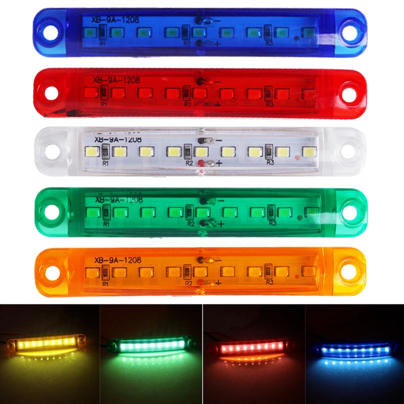 Đèn led Tín Hiệu 12-24v 9 Bóng Nhiều Màu Chống Nước Cho Xe Tải