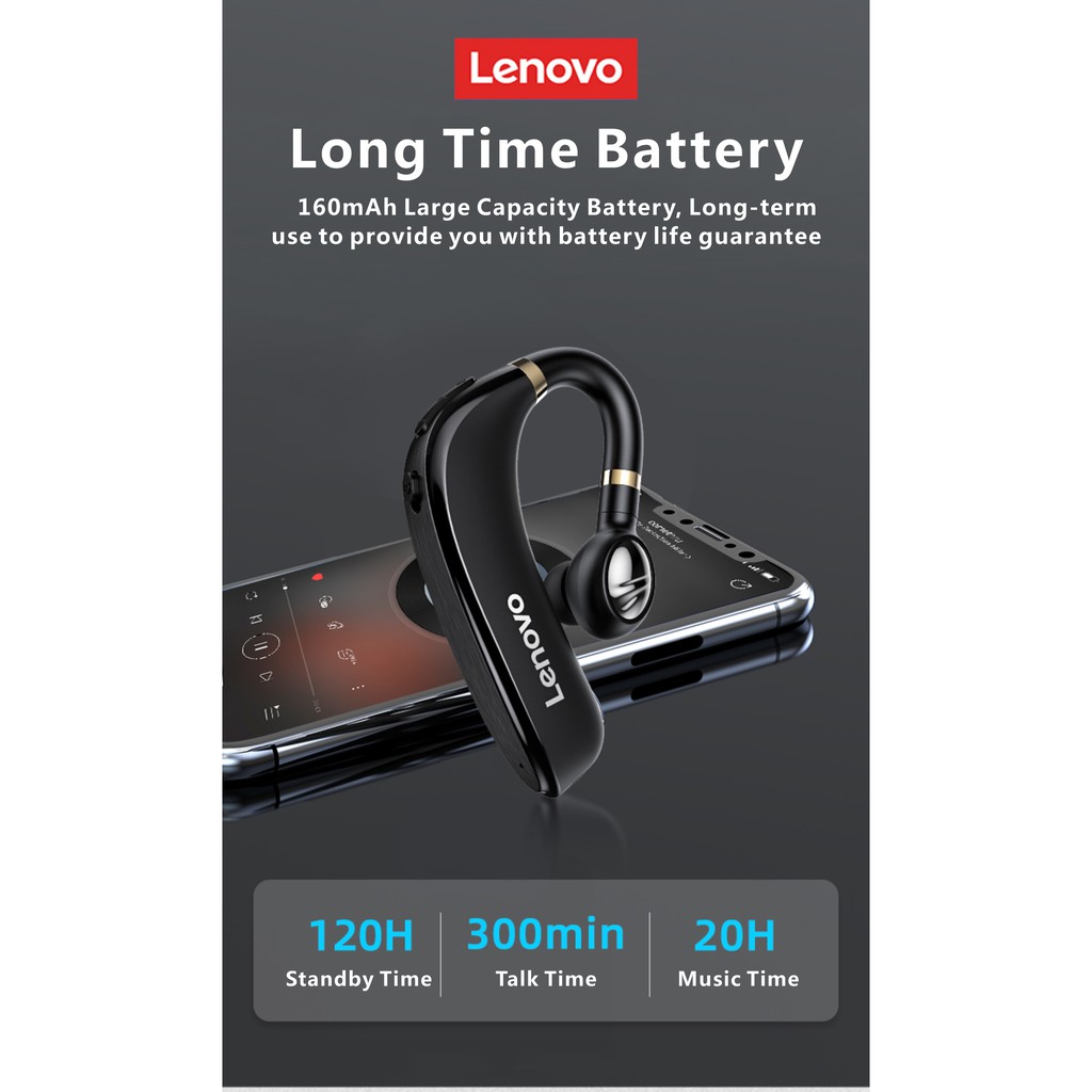 Tai Nghe Bluetooth 5.0 Không Dây Móc Vành Tai Giảm Tiếng Ồn Cho LENOVO HX106